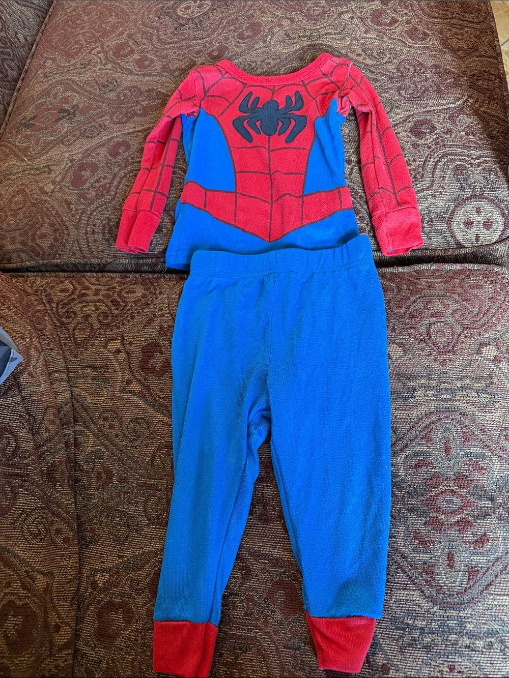 Kids Spider Superhero Costume Pajama Set - Red & Blue